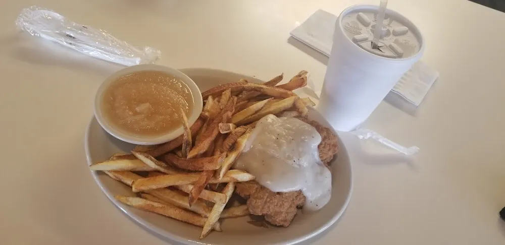 Flat Iron Steak French Fries and Applesauce